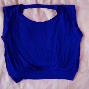 blue crop with open back